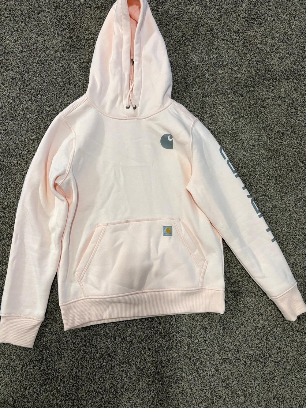 Carhartt Women's Light Pink Hooded Sweatshirt with Logo